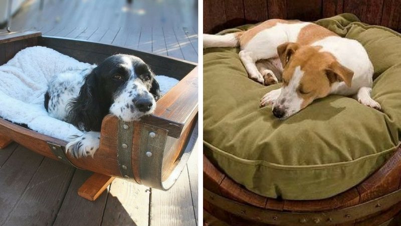 Кровать для собаки из бочки