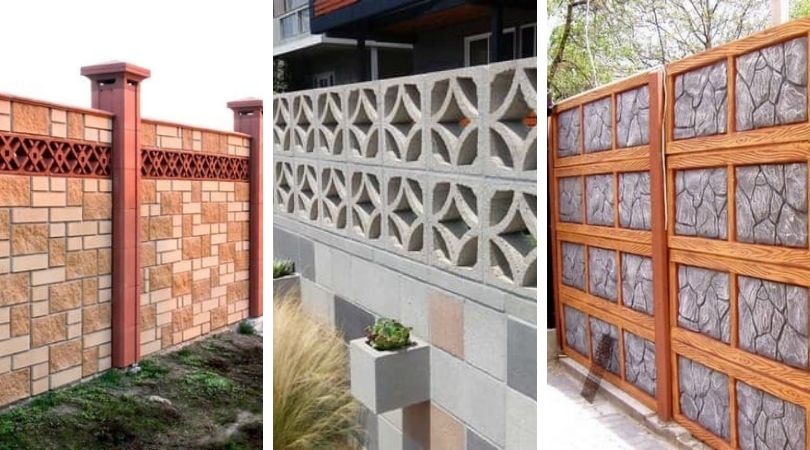 Красивый забор из бетона и декоративных блоков: 27 идей для дома и дачи