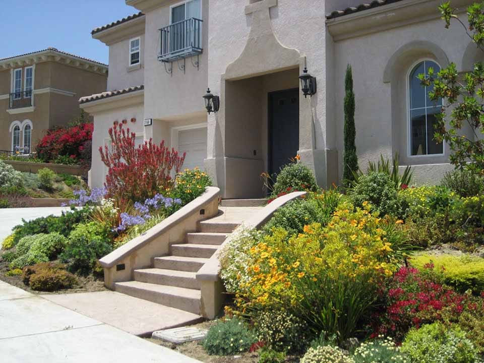 Фото цветов перед домом. Клумба перед домом. Красивый палисадник. Цветник перед домом. Парадный цветник перед домом.